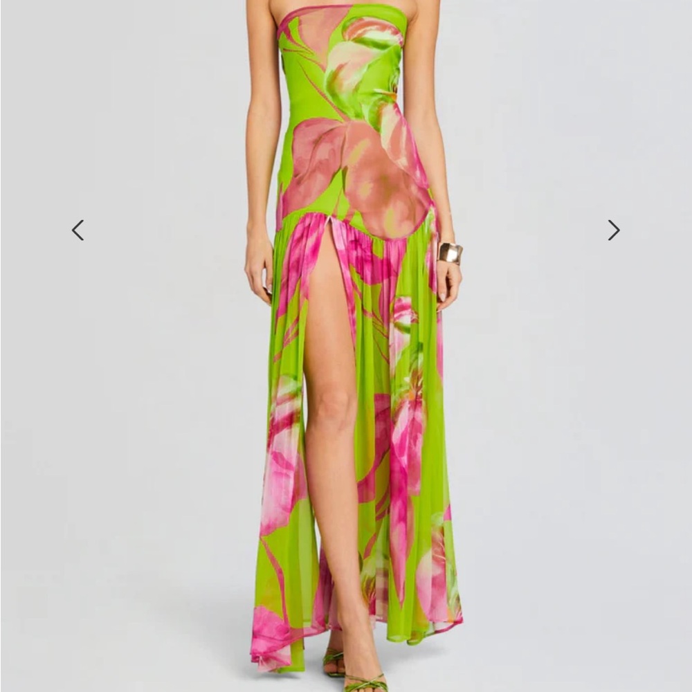 Retrofete Green and Pink Silk Gown. NWT.